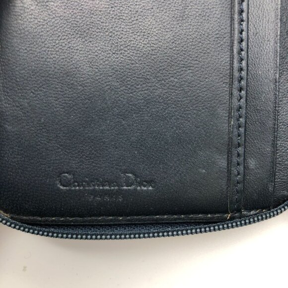 Christian Dior Monogram Wallet Blue Oblique Canvas Bifold Zip Rectangle - Picture 15 of 16
